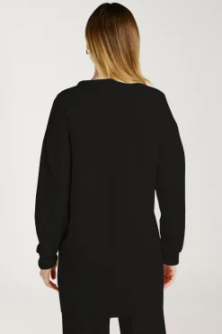 Vila Cárdigan largo de punto con viscosa Negro Outlet