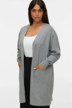 Vero Moda Curve Cárdigan largo talla grande Gris Clearance