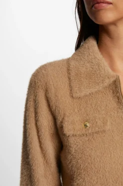 Morgan Cárdigan manga larga cuello de solapa Beige Discount