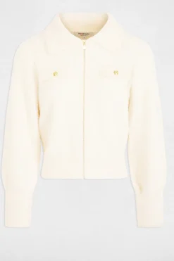 Morgan Cárdigan manga larga cuello de solapa Marfil New