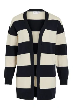 Vila Cárdigan midi de rayas con viscosa Azul marino