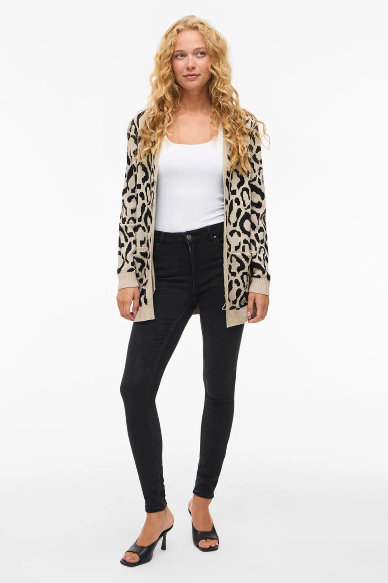 Vila Cárdigan midi estampado de viscosa Marrón Best