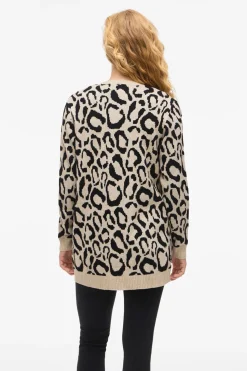 Vila Cárdigan midi estampado de viscosa Marrón Best