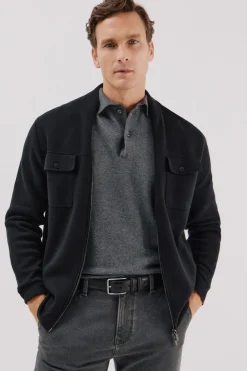 Cortefiel Cárdigan navidad punto algodón cierre cremallera Negro Sale