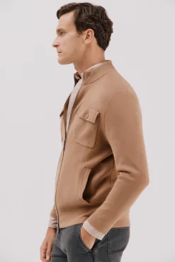 Cortefiel Cárdigan navidad punto algodón cierre cremallera Camel Clearance