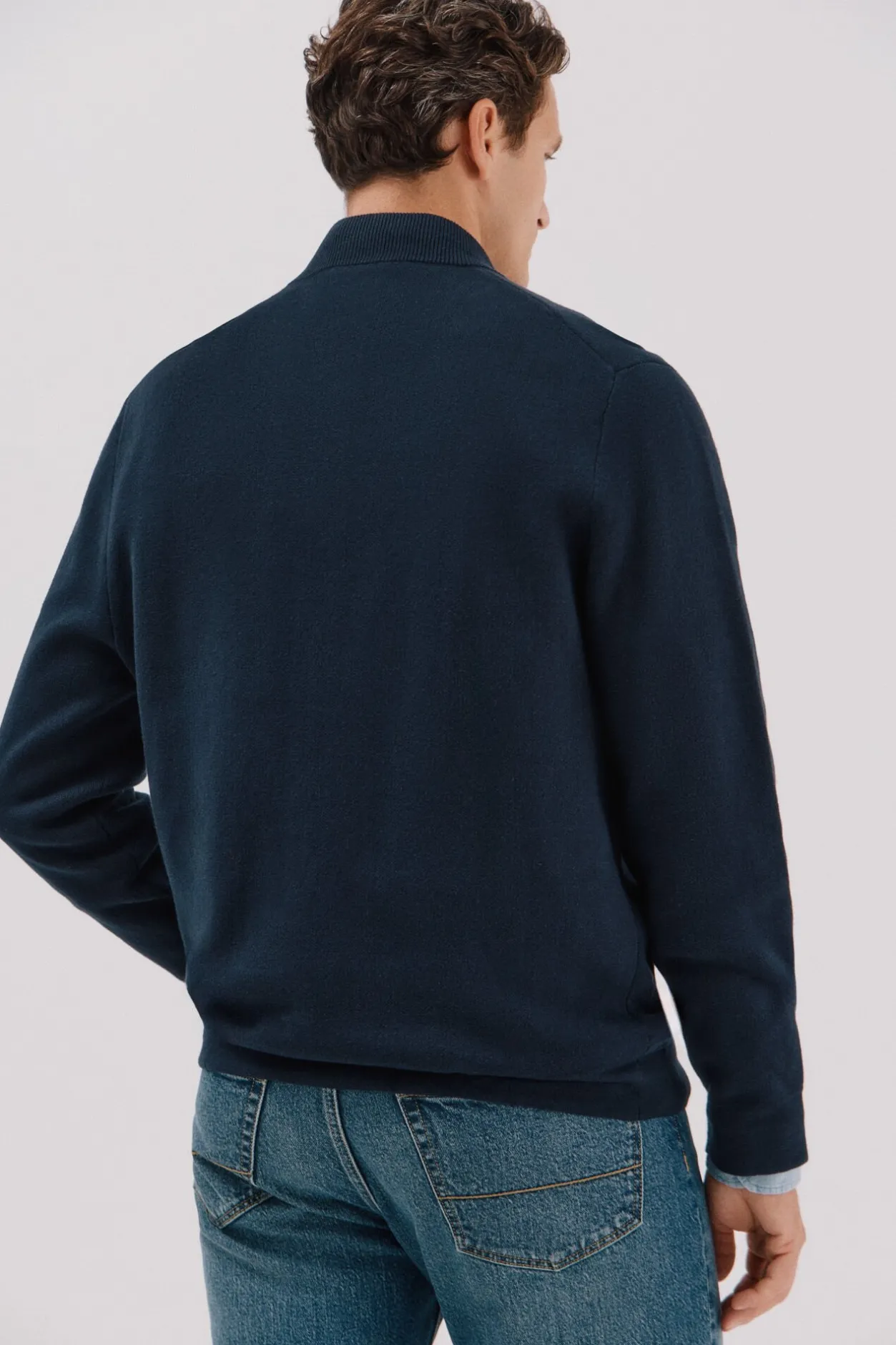 Cortefiel Cárdigan navidad punto algodón cierre cremallera Azul marino Hot