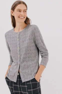 Cortefiel Cárdigan pata de gallo Gris Hot