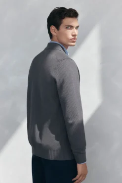 Pedro del Hierro Cárdigan punto algodón cuello polo botones Gris Discount