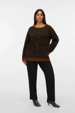 Vero Moda Curve Cárdigan punto animal print talla grande Marrón oscuro Discount