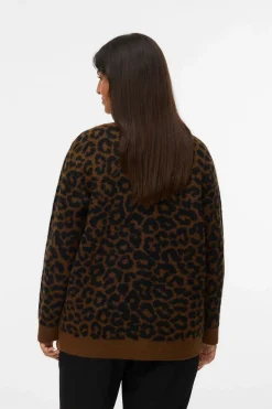 Vero Moda Curve Cárdigan punto animal print talla grande Marr&oacute;n oscuro Discount