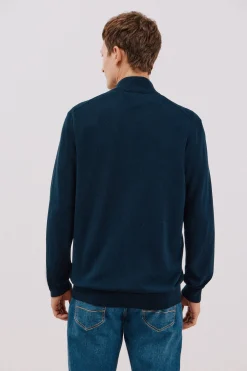 Cortefiel Cárdigan punto fino algodón cremallera Azul marino Discount
