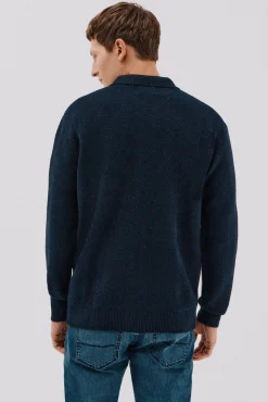 Cortefiel Cárdigan punto textura cierre cremallera cuello polo Azul marino Hot