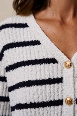 Polín Et Moi Cárdigan rayas Amelia Estampado blanco Best