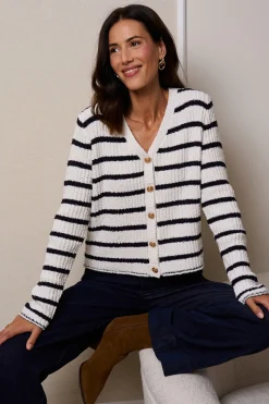 Polín Et Moi Cárdigan rayas Amelia Estampado blanco Best