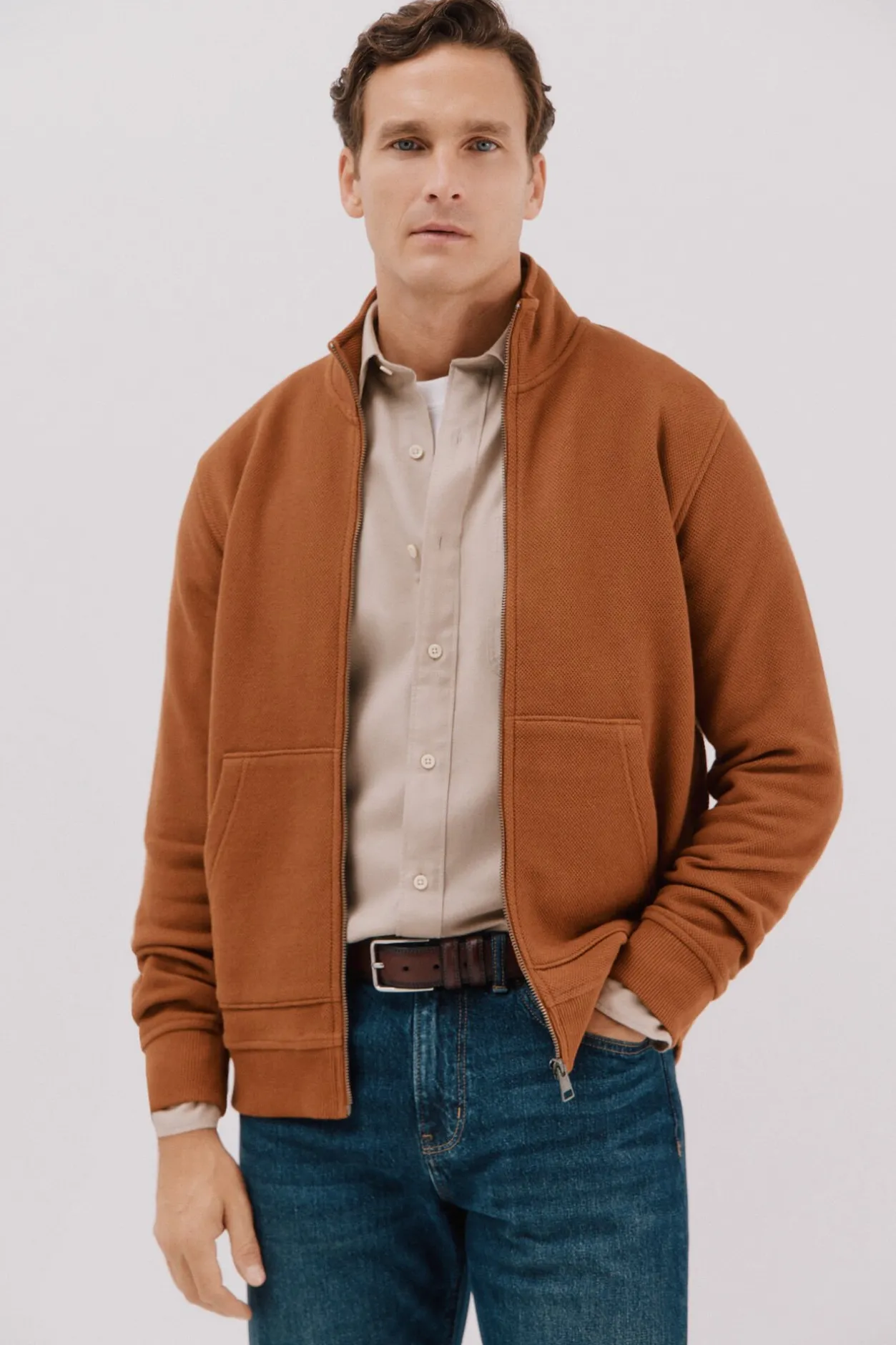 Cortefiel Cárdigan tejido estructura Marrón Online