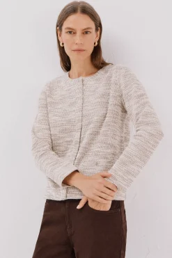 Cortefiel Cárdigan tweed Beige Clearance