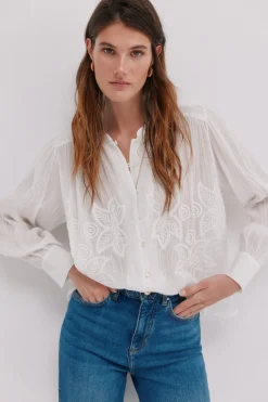 Hoss Intropia Cósima. Blusa bordados florales Blanco Clearance