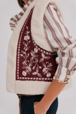 Hoss Intropia Daia. Chaleco bordado Granate Outlet