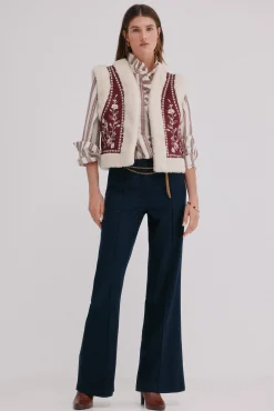 Hoss Intropia Daia. Chaleco bordado Granate Outlet