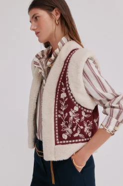 Hoss Intropia Daia. Chaleco bordado Granate Outlet