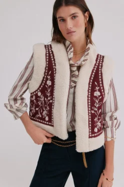 Hoss Intropia Daia. Chaleco bordado Granate Outlet