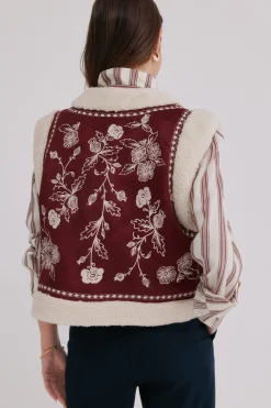 Hoss Intropia Daia. Chaleco bordado Granate Outlet