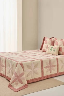 Textura Edredón de patchwork tradicional rosa Discount