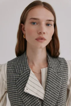 Hoss Intropia Elsa. Chaleco cuadros Kaki Discount