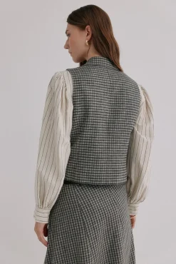 Hoss Intropia Elsa. Chaleco cuadros Kaki Discount