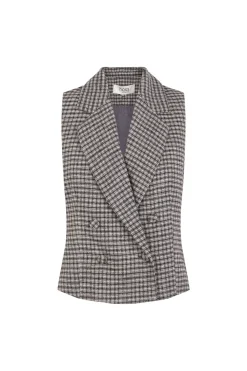 Hoss Intropia Elsa. Chaleco cuadros Kaki Discount