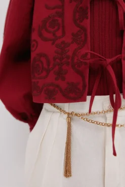 Hoss Intropia Eva. Chaqueta bordada Vino Discount