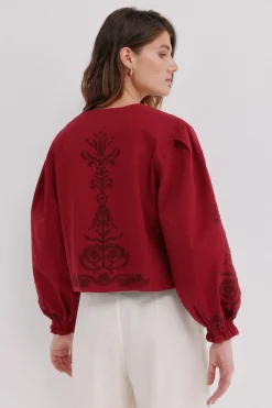 Hoss Intropia Eva. Chaqueta bordada Vino Discount