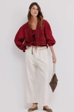 Hoss Intropia Eva. Chaqueta bordada Vino Discount