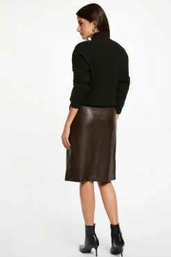 Morgan Falda ajustada cuero sintético Marr&oacute;n oscuro Best