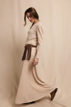 Slowlove Falda capa de punto Beige Best