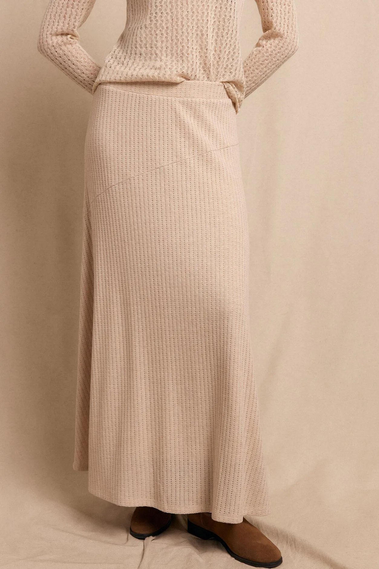 Slowlove Falda capa de punto Beige Best