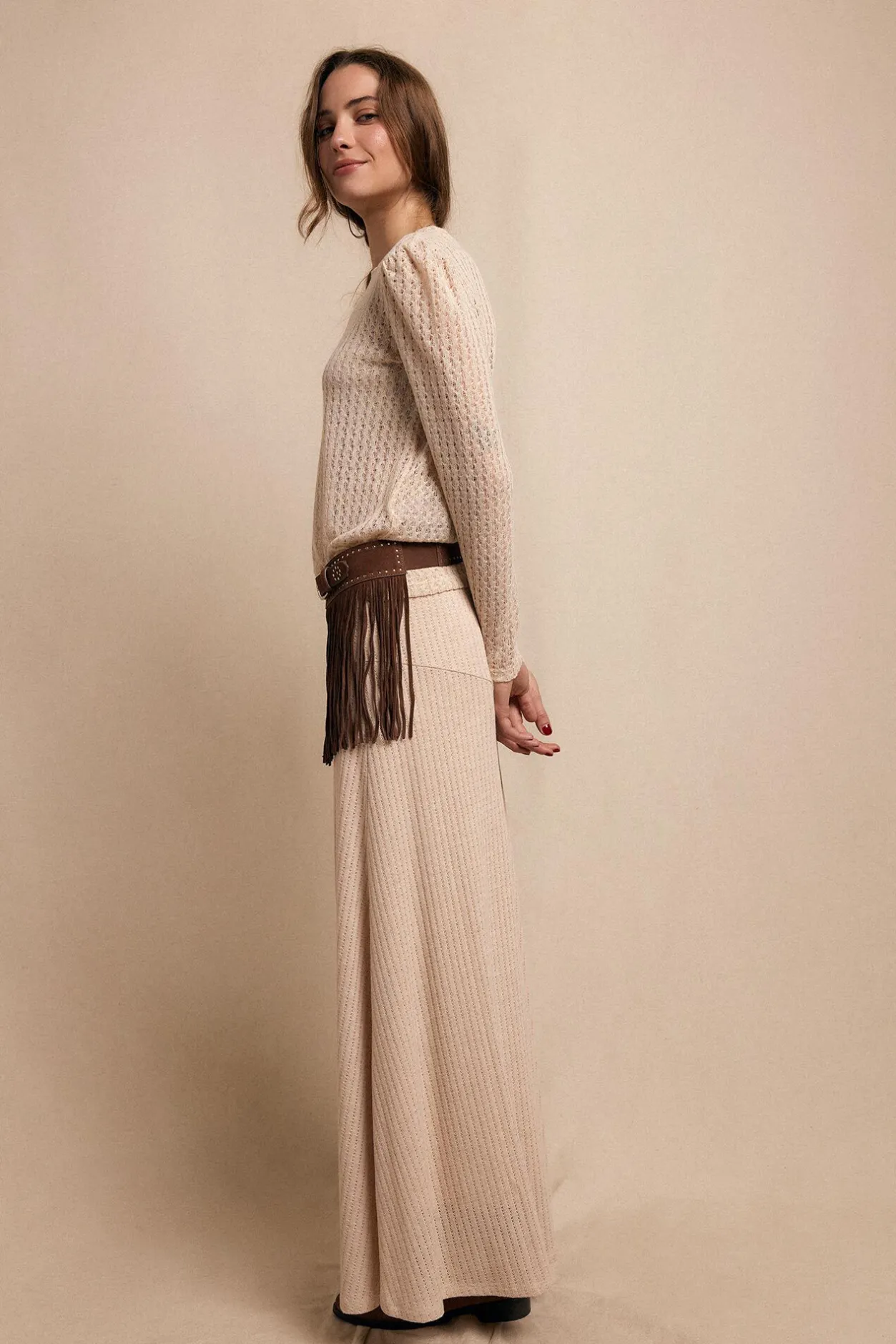 Slowlove Falda capa de punto Beige Best