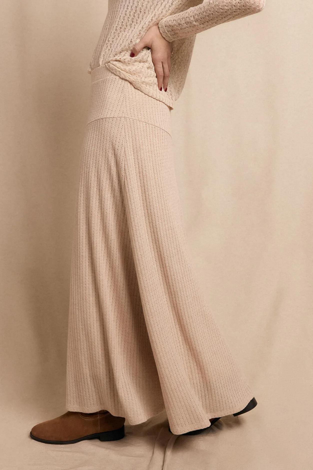 Slowlove Falda capa de punto Beige Best