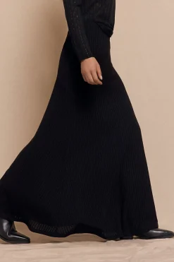 Slowlove Falda capa de punto Negro