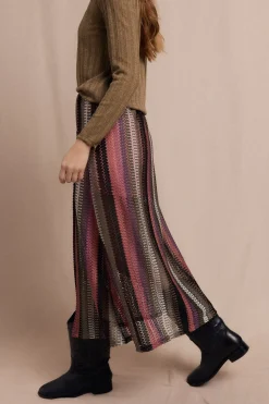 Slowlove Falda capa de punto rayas Estampado rojo Discount