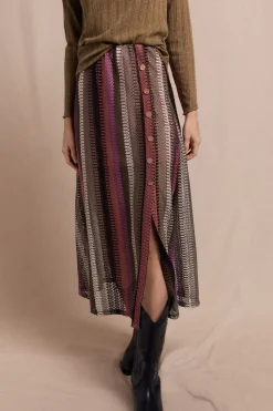 Slowlove Falda capa de punto rayas Estampado rojo Discount