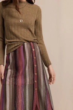 Slowlove Falda capa de punto rayas Estampado rojo Discount