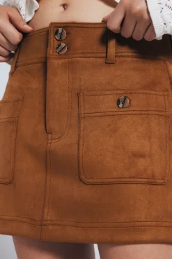 Springfield Falda corta antelina marr&oacute;n Sale