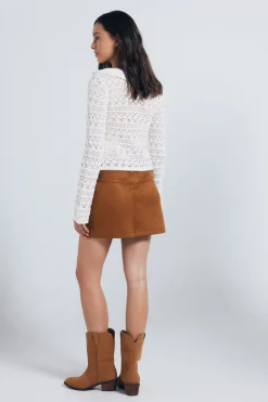 Springfield Falda corta antelina marr&oacute;n Sale