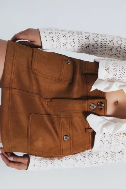 Springfield Falda corta antelina marr&oacute;n Sale