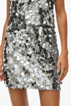 Vila Falda corta con lentejuelas Gris New