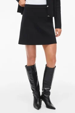 Vila Falda corta de punto con viscosa Negro Outlet