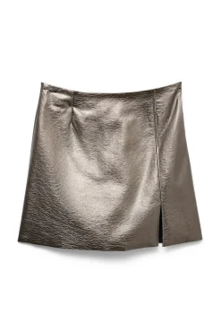 Vero Moda Falda corta efecto piel Gris Hot