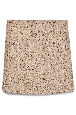 Vero Moda Falda corta lentejuelas Beige Discount