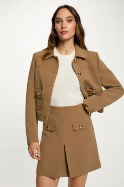 Morgan Falda corta plisada Beige Hot